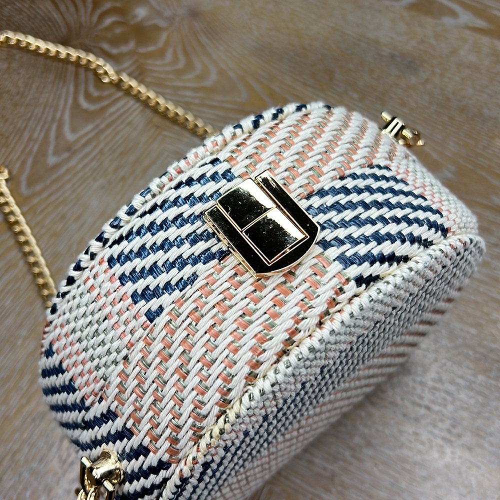 ALESSIA Bianchi Woven Circle Stripe Crossbody - Beige Multi - Picture 4 of 7